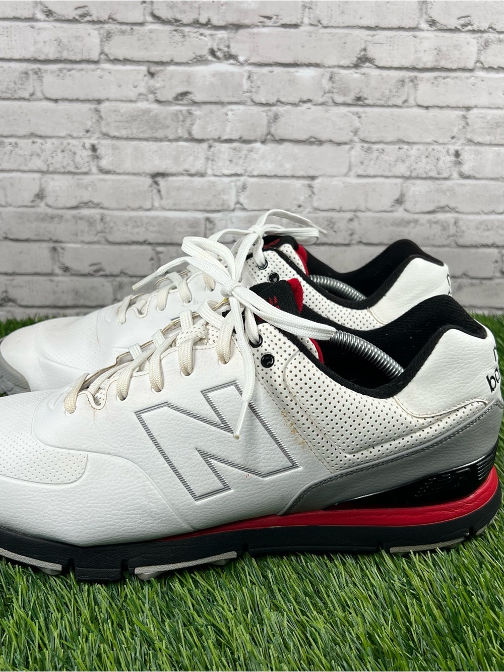 New Balance 574 Golf Shoes Men Size 12 4E Extra Wide Spiked White NBG574